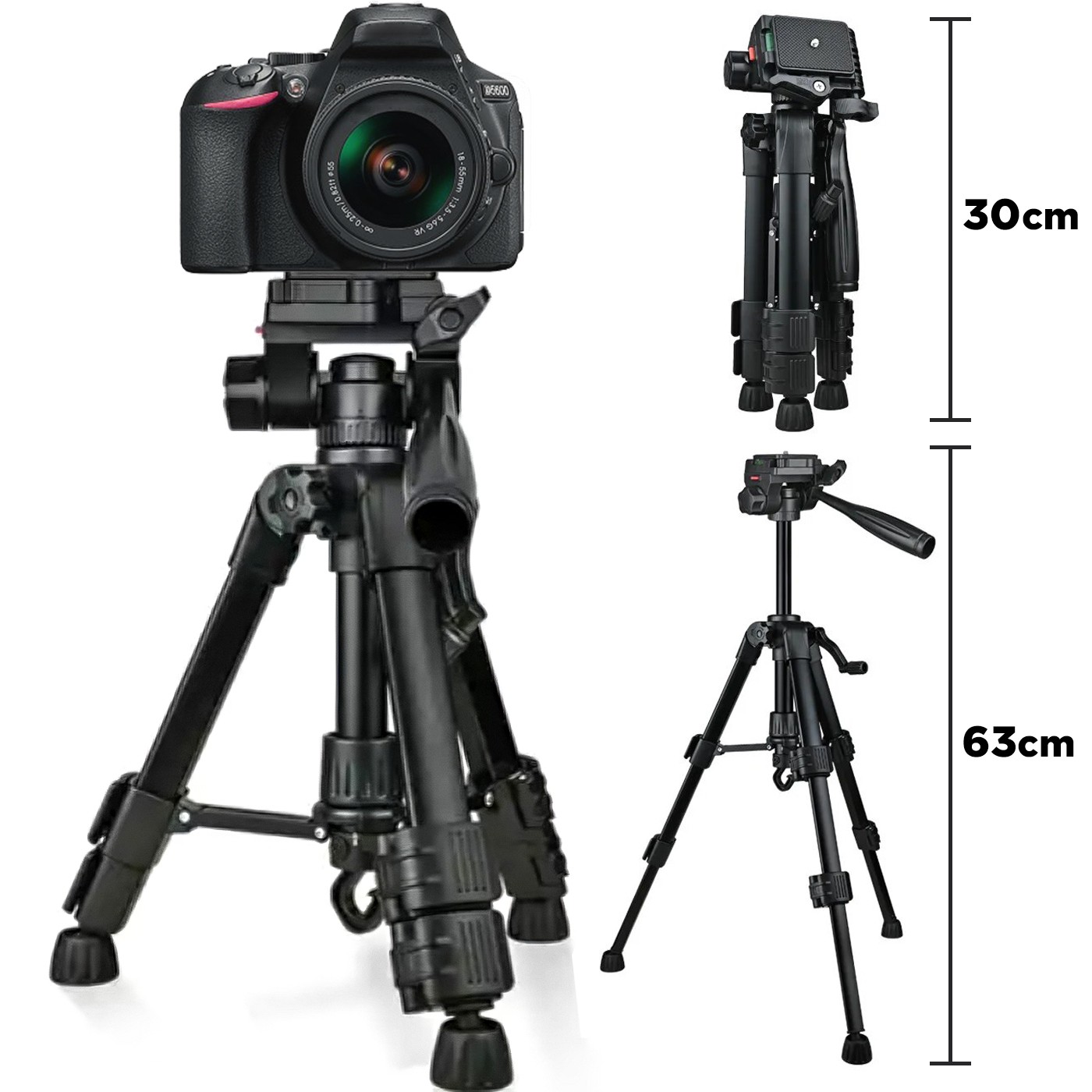 Mini fotoaparato trikojis 31–63 cm, reguliuojamas mini trikojis, mažas fotoaparato stovas
