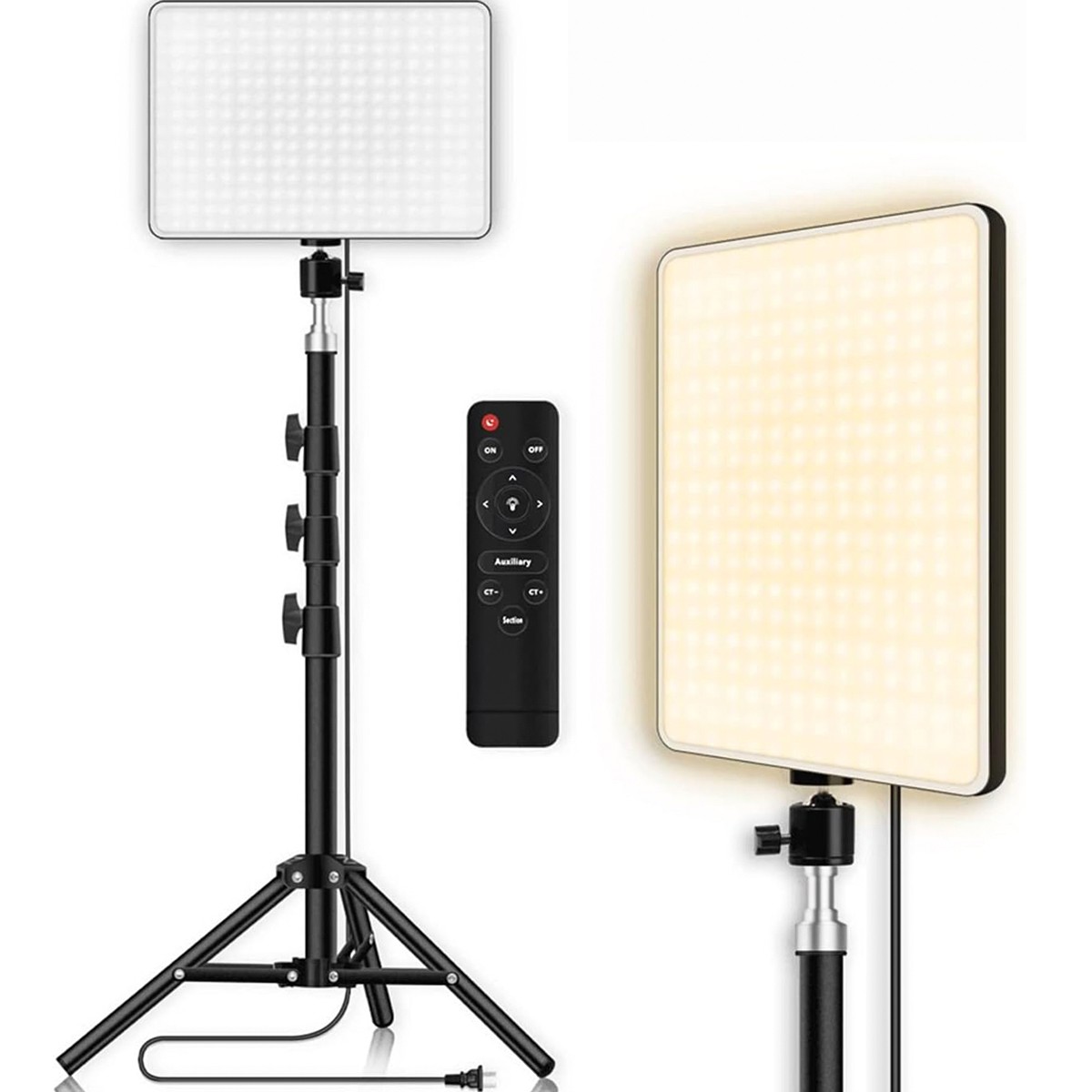 50W LED studijinės panelės apšvietimo rinkinys su reguliuojamu trikoju, nuotolinio valdymo pultu, 720 LED, 2500K–7500K reguliuojamu ryškumu fotografijai ir vaizdo įrašams, LED panelės šviestuvas, studijinė LED lempa, LED šviesos panelė, LED apšvietimo panelė, LED šviesos lempa fotografijai, studijinis LED apšvietimas