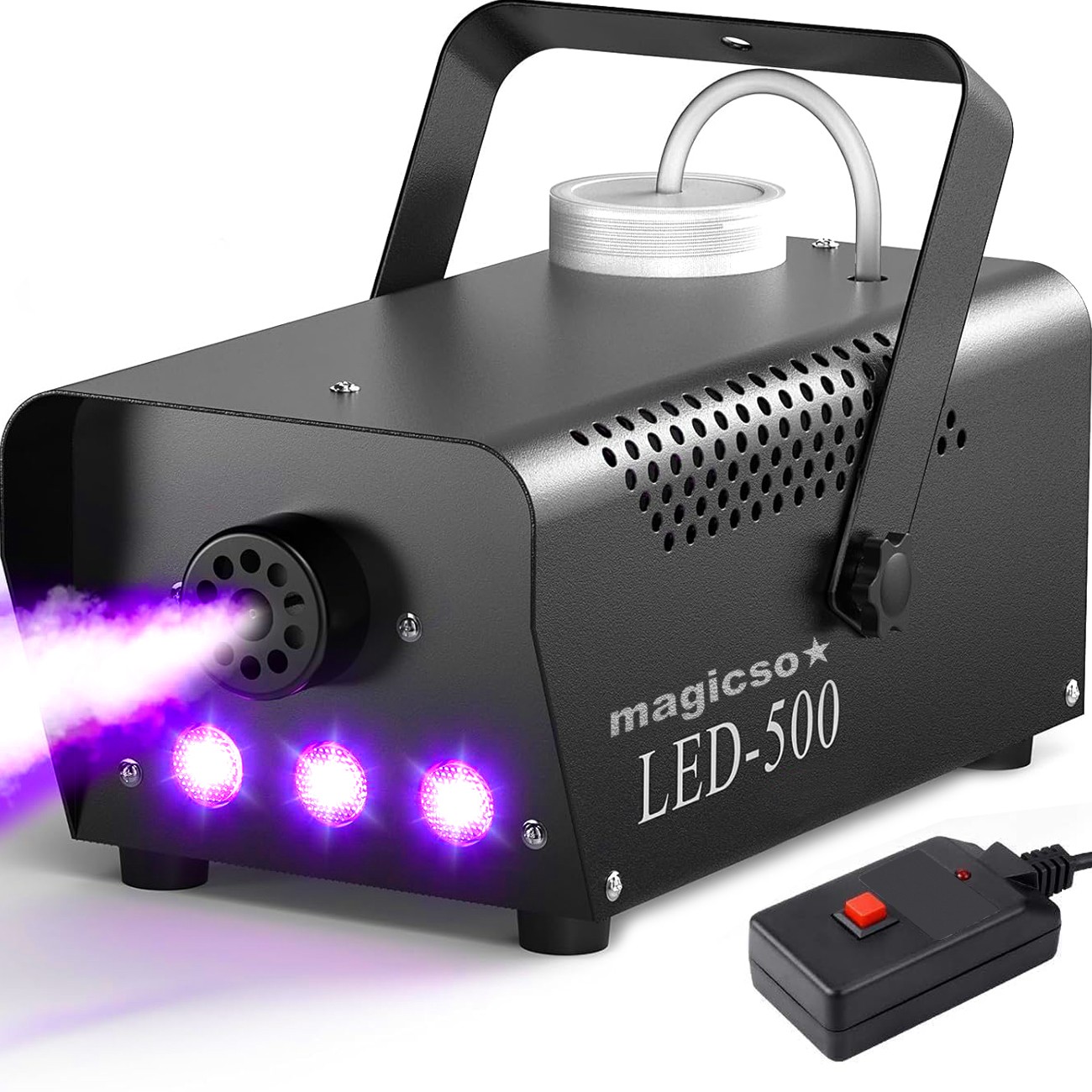 Nešiojamas 500 W LED dūmų rūko generatorius su laidiniu ir belaidžiu nuotolinio valdymo pultu, greitas įšilimas, netoksiški garai, dūmų mašina, rūko mašina, dūmų aparatas, rūko aparatas