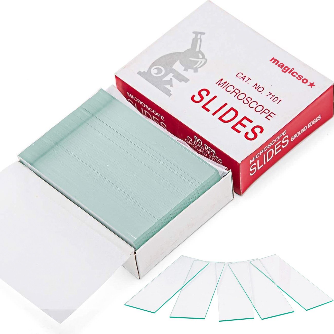 Šlifuotais kraštais objektiniai stikleliai mikroskopui, 50 vnt., 76,2x25,4 mm, stikliniai biologiniai objektiniai stikleliai, mikroskopo stikleliai, mikroskopiniai stikleliai