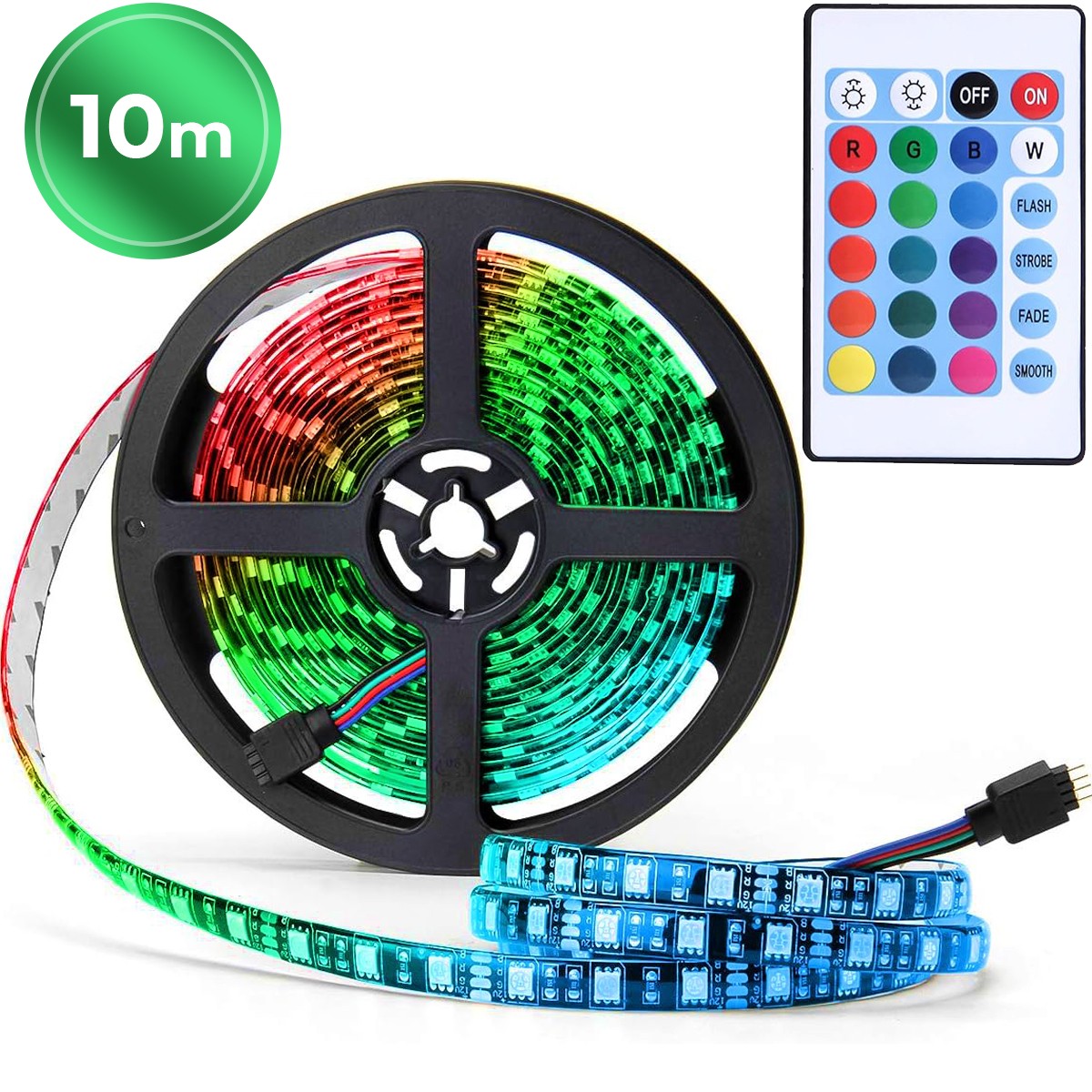 USB RGB LED juosta 10 m, 30 LED/m su nuotolinio valdymo pultu, LED juostelė, šviesos juosta, šviesos diodų juosta