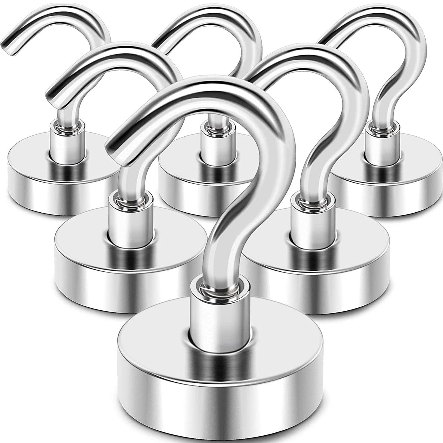 Neodimio kablio magnetas 32 mm, magnetai su kabliuku, magnetiniai kabliukai, kablio tipo magnetai, neodimio magnetai su kabliu, 5 vnt. rinkinys