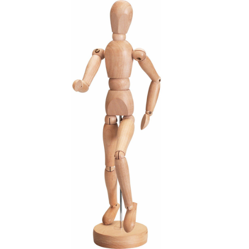 Medinė žmogaus vyro figūrėlė 33 cm, medinis meninis manekenas, žmogaus figūros modelis, medinė žmogaus figūra, medinė žmogaus manekenė