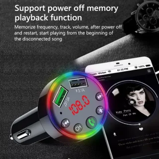 „Bluetooth 5.0 automobilinė FM siųstuvo moduliatorius, FM moduliatorius automobiliui F9, automobilinis FM siųstuvas, Bluetooth FM moduliatorius automobiliui, automobilio Bluetooth FM siųstuvas“ 2