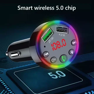 „Bluetooth 5.0 automobilinė FM siųstuvo moduliatorius, FM moduliatorius automobiliui F9, automobilinis FM siųstuvas, Bluetooth FM moduliatorius automobiliui, automobilio Bluetooth FM siųstuvas“ 5