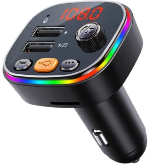 Bluetooth 5.0 FM siųstuvas, automobilinis FM moduliatorius, belaidis automobilinis garso adapteris, FM siųstuvas automobiliui, automobilio FM adapteris