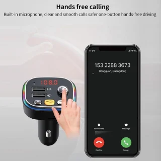 Bluetooth 5.0 FM siųstuvas, automobilinis FM moduliatorius, belaidis automobilinis garso adapteris, FM siųstuvas automobiliui, automobilio FM adapteris 2