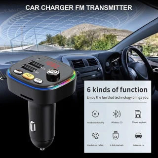 Bluetooth 5.0 FM siųstuvas, automobilinis FM moduliatorius, belaidis automobilinis garso adapteris, FM siųstuvas automobiliui, automobilio FM adapteris 6