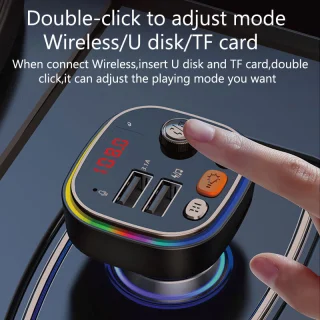 Bluetooth 5.0 FM siųstuvas, automobilinis FM moduliatorius, belaidis automobilinis garso adapteris, FM siųstuvas automobiliui, automobilio FM adapteris 7