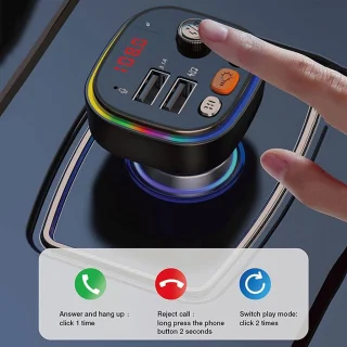 Bluetooth 5.0 FM siųstuvas, automobilinis FM moduliatorius, belaidis automobilinis garso adapteris, FM siųstuvas automobiliui, automobilio FM adapteris 8