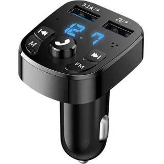 Bluetooth 5.0 automobilinis FM siųstuvas, FM moduliatorius, Bluetooth FM siųstuvas automobiliui, automobilinis Bluetooth adapteris su FM, Bluetooth FM moduliatorius automobiliui