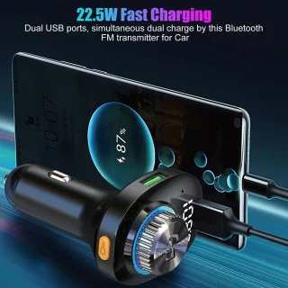 Bluetooth 5.0 automobilinis FM siųstuvas, belaidis automobilio radijo adapteris, automobilinis FM siųstuvas su įkrovikliu, Bluetooth FM siųstuvas automobiliui, radijo adapteris su įkrovikliu, FM siųstuvas automobiliui 2