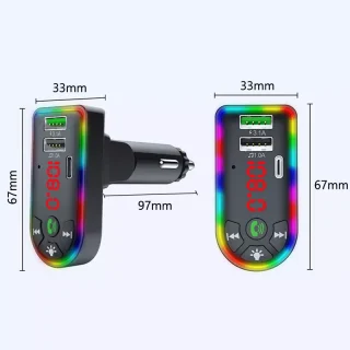Bluetooth 5.0 automobilinis FM siųstuvas moduliatorius, „Bluetooth“ automobilinis adapteris F7, automobilinis Bluetooth FM siųstuvas, automobilių FM moduliatorius, „Bluetooth“ adapteris automobiliui 6
