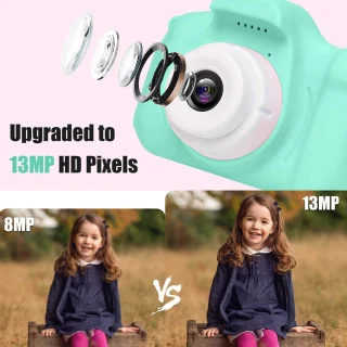 HD vaizdo vaikų žalia kamera, vaikų skaitmeninė kamera, mini vaikų kamera, vaikams skirta kamera, žalias vaikiškas fotoaparatas 2