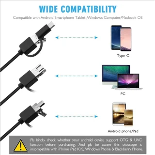 USB endoskopinė kamera, apžiūros kamera 2 m, boro kamera, endoskopas su USB, USB apžiūros kamera, USB boro kamera 6