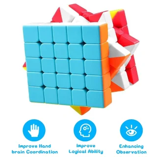 Magic Cube bekliščių lipdukų 5x5, greitasis galvosūkio kubas, Rubiko kubas, 5x5 kubas, greitasis kubas, spalvotas kubas 7