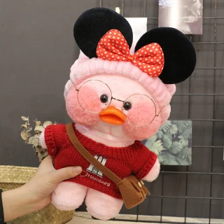 Lalafanfan antis su raudonu megztiniu, pliušinis antinas, minkštas žaislas antis, 32 cm antis žaislas 2