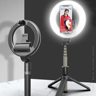 LED žiedinė lempa asmenukėms su trikojį lazda, 16 cm žiedinė lempa, trikojis su lempute, žiedinė šviesa, asmenukių lazda su žiedine lempa 9