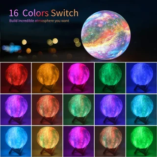3D mėnulio lempa naktinė švieselė, mėnulio lempa 13 cm, RGB mėnulio šviesa, 3D mėnulio šviestuvas, mėnulio naktinė lempa, spalvota mėnulio lempa 2