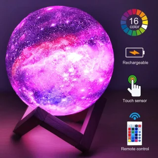 3D mėnulio lempa naktinė švieselė, mėnulio lempa 13 cm, RGB mėnulio šviesa, 3D mėnulio šviestuvas, mėnulio naktinė lempa, spalvota mėnulio lempa 3