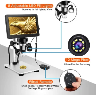 Profesionalus mikroskopas 1200x su ekranu, 7 colių LCD skaitmeninis mikroskopas, skaitmeninis mikroskopas su ekranu, LCD mikroskopas, mikroskopas su monitoriumi 6