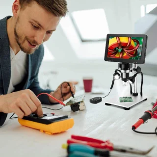 Profesionalus mikroskopas 1200x su ekranu, 7 colių LCD skaitmeninis mikroskopas, skaitmeninis mikroskopas su ekranu, LCD mikroskopas, mikroskopas su monitoriumi 4