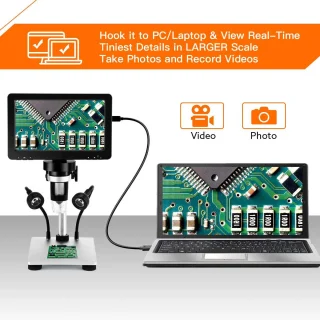 Profesionalus mikroskopas 1200x su ekranu, 7 colių LCD skaitmeninis mikroskopas, skaitmeninis mikroskopas su ekranu, LCD mikroskopas, mikroskopas su monitoriumi 3