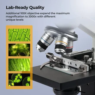 Biologinis mikroskopas su 1 lęšiu ir ekranu 1600x, mikroskopas su ekranu 1600x, 1600x biologinis mikroskopas su ekranu, mikroskopas su vienu lęšiu ir ekranu 3
