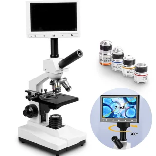 Biologinis mikroskopas su 1 lęšiu ir ekranu 1600x, mikroskopas su ekranu 1600x, 1600x biologinis mikroskopas su ekranu, mikroskopas su vienu lęšiu ir ekranu