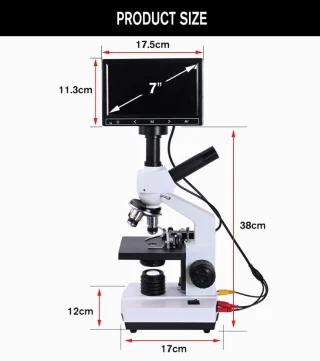 Biologinis mikroskopas su 1 lęšiu ir ekranu 1600x, mikroskopas su ekranu 1600x, 1600x biologinis mikroskopas su ekranu, mikroskopas su vienu lęšiu ir ekranu 8