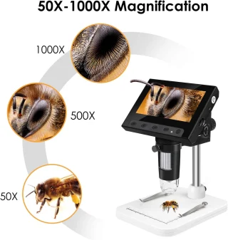 4,3" skaitmeninis LCD mikroskopas 50x–1000x didinimas su ekranu, skaitmeninis mikroskopas su ekranu, LCD ekraninis mikroskopas 2