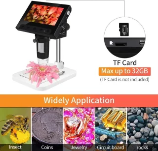 4,3" skaitmeninis LCD mikroskopas 50x–1000x didinimas su ekranu, skaitmeninis mikroskopas su ekranu, LCD ekraninis mikroskopas 3