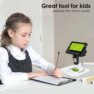 4,3" skaitmeninis LCD mikroskopas 50x–1000x didinimas su ekranu, skaitmeninis mikroskopas su ekranu, LCD ekraninis mikroskopas 6