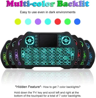 Mini belaidė klaviatūra su RGB LED, klaviatūra su jutikliniu kilimėliu, mini klaviatūra su lietimui jautriu kilimėliu, kompaktiška belaidė klaviatūra su jutikliniu kilimėliu 6