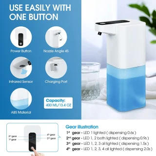 Elektrinis muilo dozatorius, automatinis muilo dozatorius 400 ml, bekontaktis muilo dozatorius, elektroninis muilo dozatorius 2
