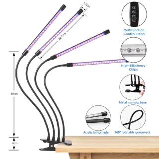 LED auginimo lempa, augalų auginimo lempa, 4 galvučių auginimo lempa, LED lempa augalams, LED fitolempa augalams, augalų lempa, lempa augalų auginimui 7