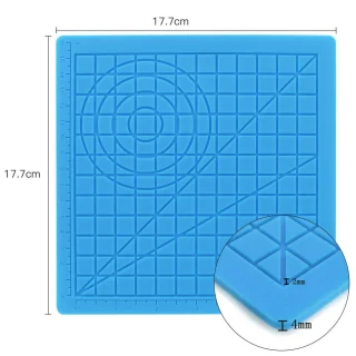 3D rašiklio kilimėlis 177x177 mm, mėlynas, karščiui atsparus silikoninis kilimėlis su 2 pirštų apsaugomis, 3D piešimo kilimėlis, silikoninis 3D rašiklio pagrindas, 3D rašiklio apsauginis kilimėlis