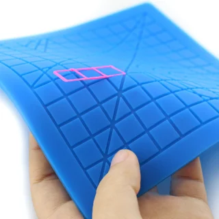 3D rašiklio kilimėlis 177x177 mm, mėlynas, karščiui atsparus silikoninis kilimėlis su 2 pirštų apsaugomis, 3D piešimo kilimėlis, silikoninis 3D rašiklio pagrindas, 3D rašiklio apsauginis kilimėlis 5