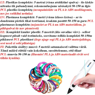 3D spausdinimo rašiklis, 3D tušinukas, 3D piešimo rašiklis, 3D pieštukas, 3D rašiklis su 5 m PCL gija 2