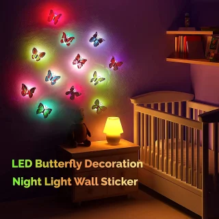 3D LED drugeliai, 20 vnt., drugelių sienų lipdukai, sieniniai drugelių lipdukai 2