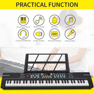 Elektroninis klavišinis pianinas su mikrofonu, 61 klavišo sintezatorius, elektrinis pianinas su mikrofonu, klavišiniai su mikrofonu 3
