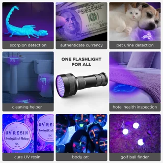 UV žibintuvėlis, 51 LED, ultravioletinis, UV lempa, ultravioletinis žibintuvėlis, UV LED žibintuvėlis 5
