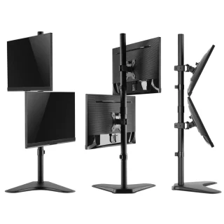 Stovas dviem 27" monitoriams, dvigubas monitorių stovas, stovas 2 monitoriams, dvigubas ekrano stovas, monitorių laikiklis dviem monitoriams 3