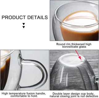 Širdies formos puodeliai, 240 ml, 2 vnt., širdelės formos puodeliai, širdies formos stikliniai puodeliai 5
