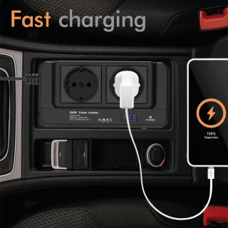 Automobilinis maitinimo keitiklis, 200 W, 12V į 220V keitiklis, automobilinis įtampos keitiklis, automobilinis inverteris, 12V į 220V automobilinis inverteris 4