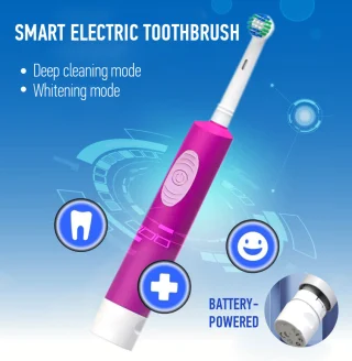 Elektrinis dantų šepetėlis, violetinis, įkraunamas dantų šepetėlis, automatinis dantų šepetėlis, elektrinė dantų šepetėlė, automatinė dantų šepetėlė 2