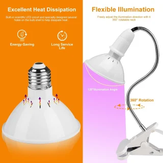 LED augalų auginimo lempa 20W, augalų lempa, lempa augalams, LED lempa augalams, LED augalų šviestuvas, LED fitolempa 4
