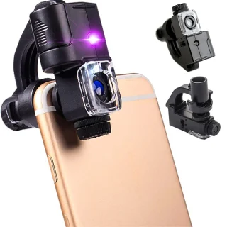 Mikroskopas telefonui, 90x, išmaniojo telefono mikroskopas, telefono kameros mikroskopas, priedas telefonui su mikroskopu