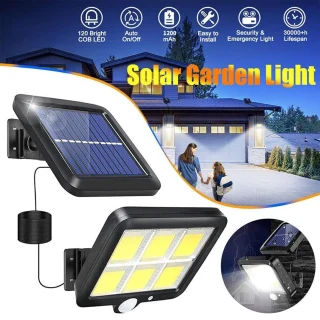Saulės LED apsauginis šviestuvas, saulės judesio jutiklio šviestuvas, lempa su saulės baterija, 120 LED, saulės LED lauko lempa, saulės LED prožektorius, saulės LED šviestuvas su judesio jutikliu 7