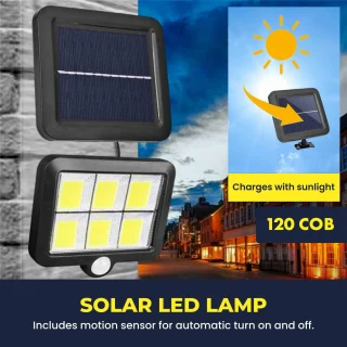 Saulės LED apsauginis šviestuvas, saulės judesio jutiklio šviestuvas, lempa su saulės baterija, 120 LED, saulės LED lauko lempa, saulės LED prožektorius, saulės LED šviestuvas su judesio jutikliu 2